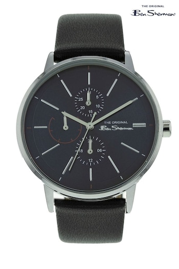 Ben Sherman Black Leather Strap And Navy Dial Watch (U45229) | £85