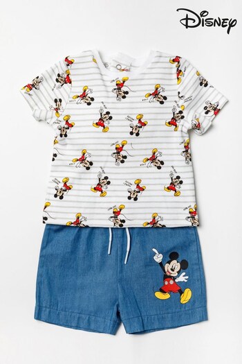 Disney Blue Mickey Mouse Chambray Short And T-Shirt Set (U45336) | £20