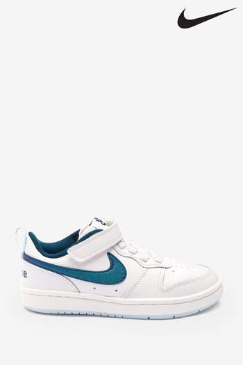 Nike mercurial White/ Blue Glitter Court Borough Low Youth Trainers (U45958) | £35