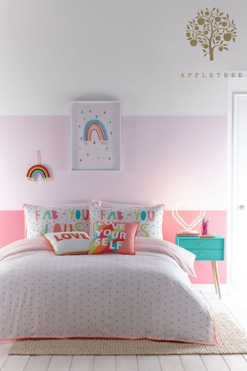 Appletree Pink Kids Tilly Spot Coral Duvet Cover and Pillowcase Set (U46504) | £22 - £32