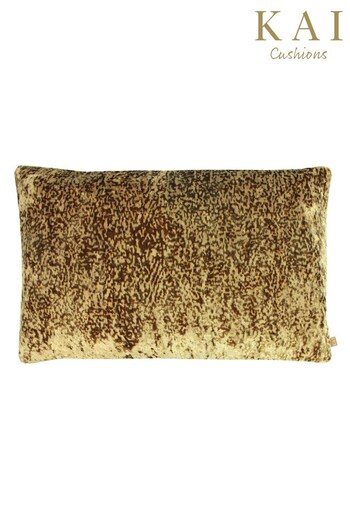 Kai Gold Lynx Velvet Jacquard Feather Filled Cushion (U46721) | £44