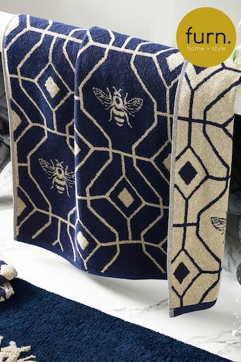 furn. Blue Bee Deco Geometric Cotton Towel (U46840) | £15 - £20