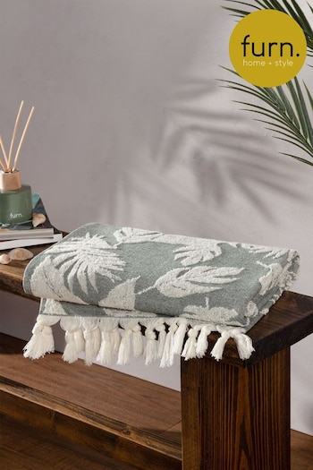 furn. Green Tropics Hamman Style Tassel Bath Towel (U46905) | £15