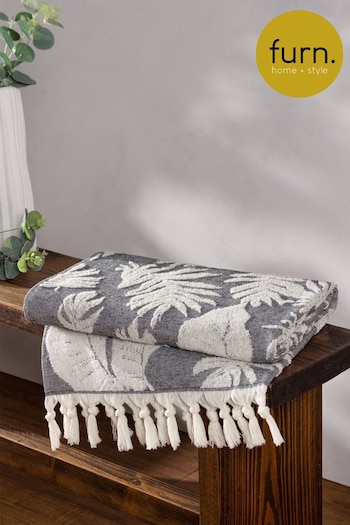 furn. Black Tropics Hamman Style Tassel Bath Towel (U46906) | £18
