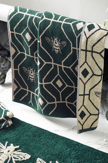 furn. Green Bee Deco Geometric Cotton Towel (U46943) | £15 - £20