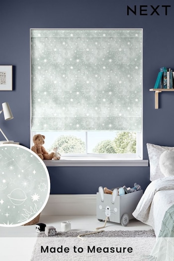 Sage Green Kids Space And Moon Made To Measure Roman Blind (U47704) | £70