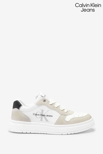 Calvin Klein Jeans Boys White Natural Low Cut Sneakers (U48742) | £69 - £73