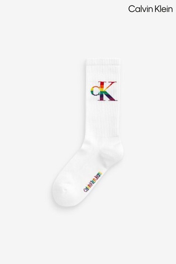 Calvin Klein Mens White Pride Socks 1 Pack (U48811) | £9