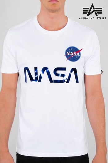 Alpha Industries White NASA Reflective T-Shirt (U49462) | £40
