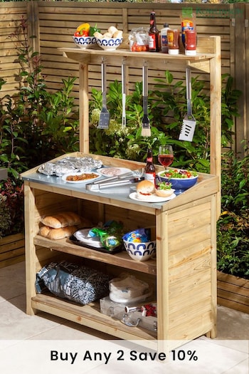 Rowlinson Brown Outdoor Multi Functional Wooden BBQ Servery (U49529) | £275