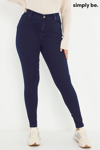 Simply Be Blue Lucy High Waisted Short Leg Super Stretch Skinny Jeans (U49872) | £28