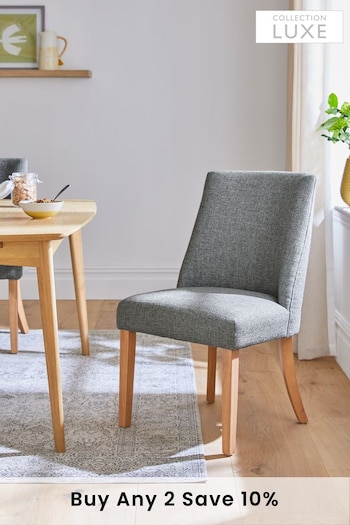 Set of 2 Chunky Weave Mid Grey Wolton Collection Luxe Non Buttoned Dining Chairs (U49951) | £330