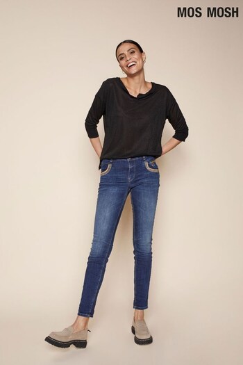 Mos Mosh Blue Naomi Shade Jeans with Embellishment and Hardware Pocket Detail (U50028) | £129