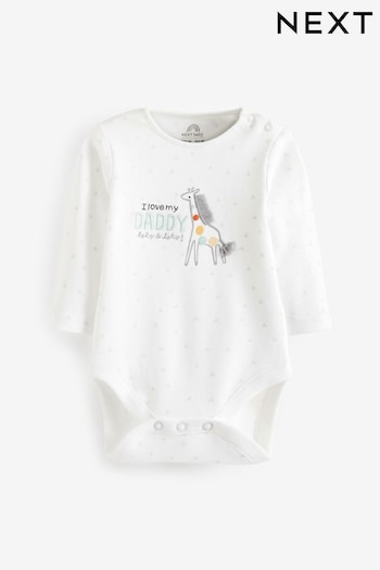 Daddy Giraffe Long Sleeve Baby Bodysuit (U50088) | £6.50 - £7.50