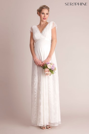 Seraphine Long Lace V-Neck Maternity Bridal Gown (U50449) | £399