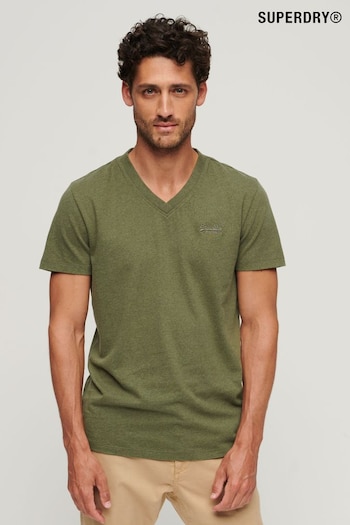 Superdry Green Organic Cotton Vintage Logo V-Neck T-Shirt (U51060) | £20