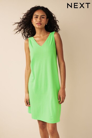 Fluro Green Slouch V-Neck Dress (U51513) | £16