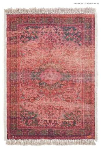 French Connection Red Medium Recycled Cassis Rug (U51568) | £155