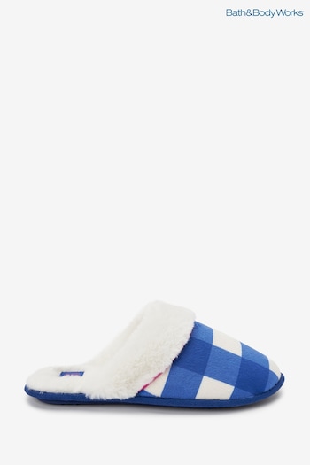 All In Ones Blue Gingham Cosy Mule Slippers (U52337) | £16