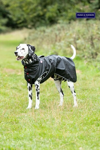 Hugo & Hudson Black All Weather Dog Raincoat (U52698) | £45 - £53