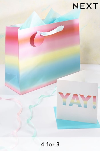 Pastel Ombre Card and Gift Bag Set (U53401) | £4