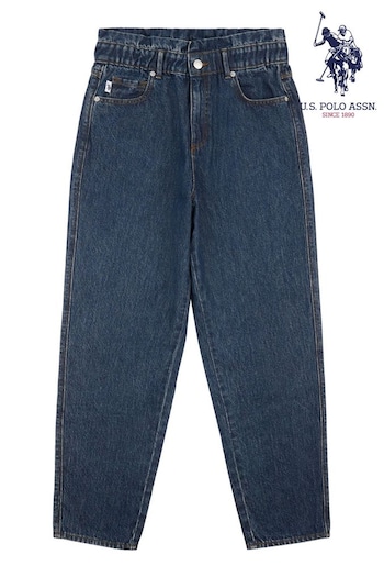 U.S. Polo Assn. Womens Blue Paper Bag Waist Slouch Jeans (U53410) | £60