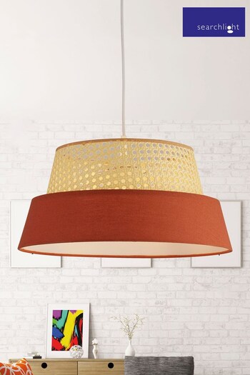 Searchlight Haven Rattan and Orange Linen Lamp Shade (U53526) | £20