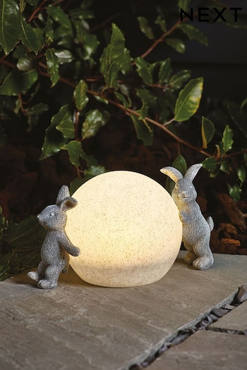 Grey Playful Rabbits Solar Ball Light (U53780) | £25