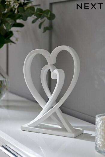 White Heart Sculpture Ornament (U54510) | £22