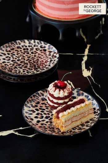 Rockett St George Set of 4 Natural Leopard Love Side Plates (U54717) | £30