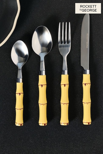 Rockett St George 16 Piece Metal Bamboo Cutlery Set (U54794) | £50
