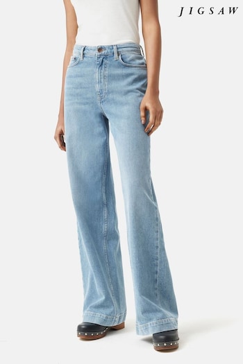 Jigsaw Balfour Blue Long Wide Leg Jeans (U54991) | £90