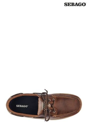 Sebago Brown Clovehitch Waxed Leather Boat Shoes (U55104) | £130