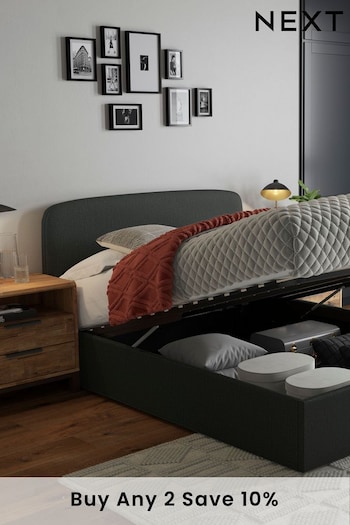 Simple Contemporary Charcoal Grey Matson Upholstered Ottoman Storage Bed Frame (U55108) | £575 - £675
