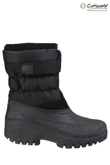 Cotswold Chase Touch Fastening And Zip Up Black Winter Boots (U55404) | £51