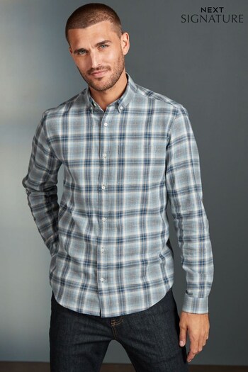 Grey Signature Brushed Flannel Check Shirt (U55488) | £39