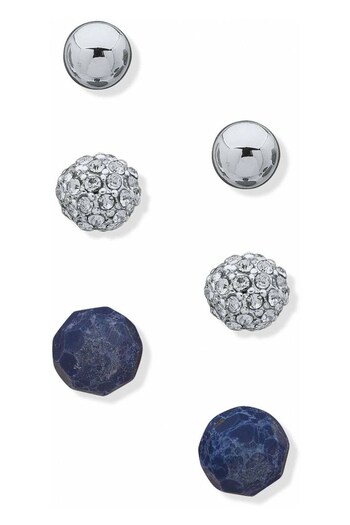 Anne Klein Jewellery Ladies Silver Tone Earrings Set 3 (U55526) | £28