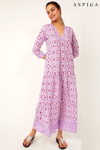 Aspiga Pink Mykonos Cotton Maxi Dress (U55646) | £110