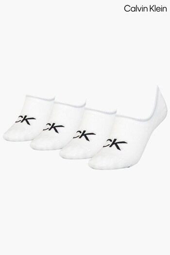 Calvin Klein White Logo Invisible Socks 4 Pack (U56247) | £32