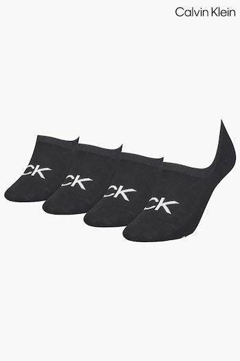 Calvin Klein Black Logo Invisible Socks 4 Pack (U56248) | £32