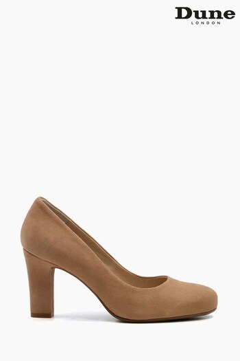 Dune London Ashen Brown Comfort Mid Block Heel Court Shoes (U56407) | £85