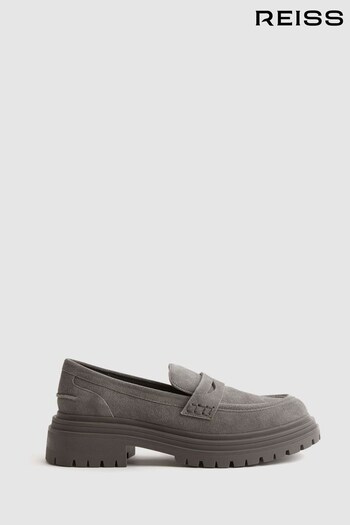 Reiss Grey Adele Suede Chunky Cleated Loafers (U56515) | £148