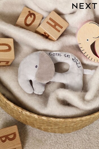 Born in 2023 Grey Elephant Baby Rattle (U56533) | £10.50