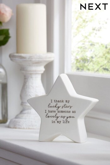 White Lucky Star With Quote Ornament (U56804) | £10