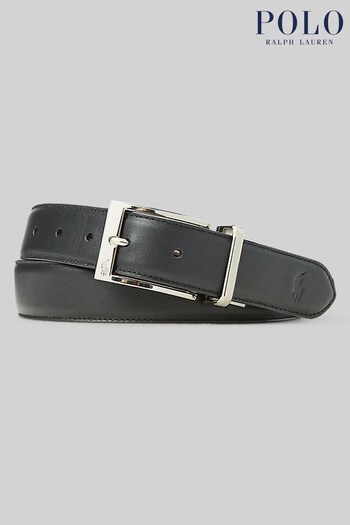 Polo Ralph Lauren Black/Brown Reversible Square Buckle Leather Belt (U57126) | £105