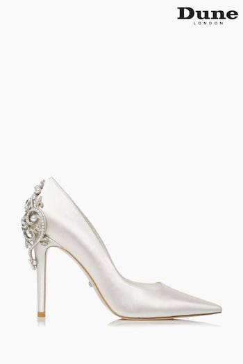 Dune London White Bluebell Embellished Court Shoes (U58136) | £165