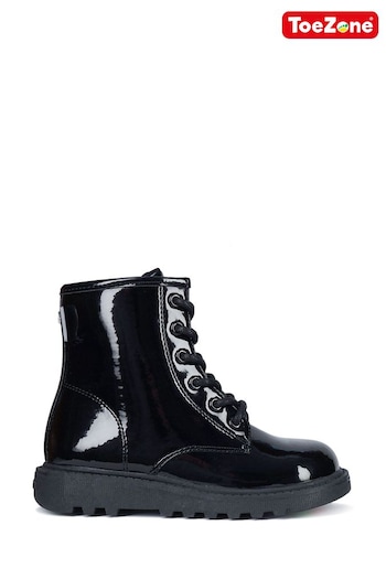 Toezone Black Emily Side Zip Patent Boots (U58241) | £30