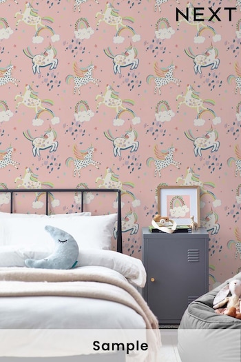 Pink Party Unicorn Wallpaper Sample Paste The Wall (U58294) | £1