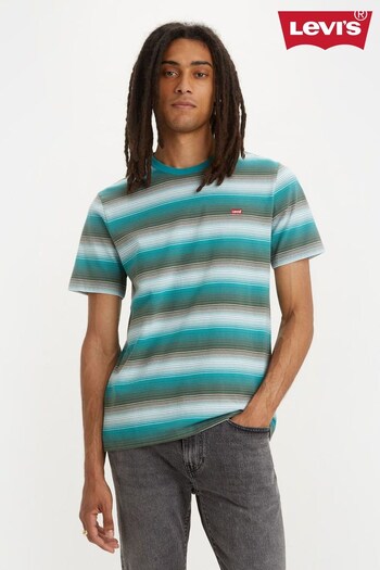 Levi's® Green/Blue Slate Original Housemark Stripe T-Shirt (U58367) | £27