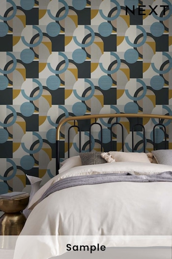 Blue SneakersbeShops Retro Geometric Shapes Wallpaper Sample Wallpaper (U58401) | £1